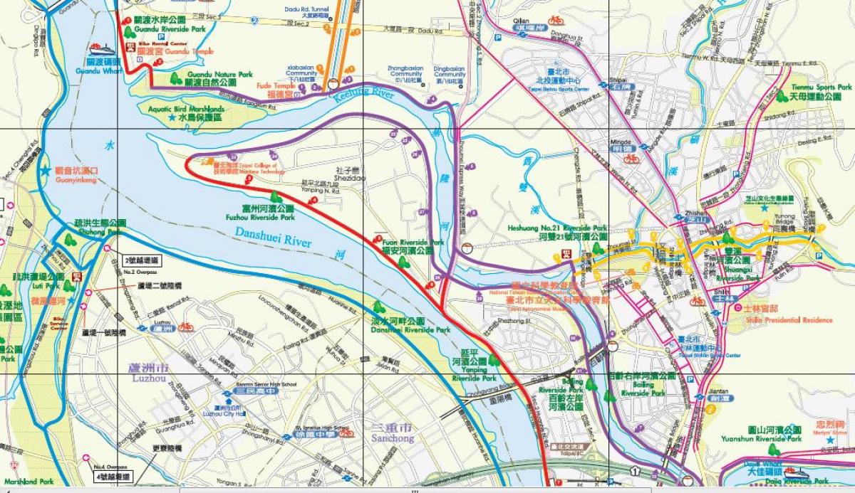 karta över Taipei cykelväg