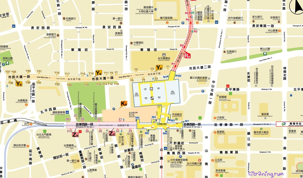 karta över Taipei underground mall