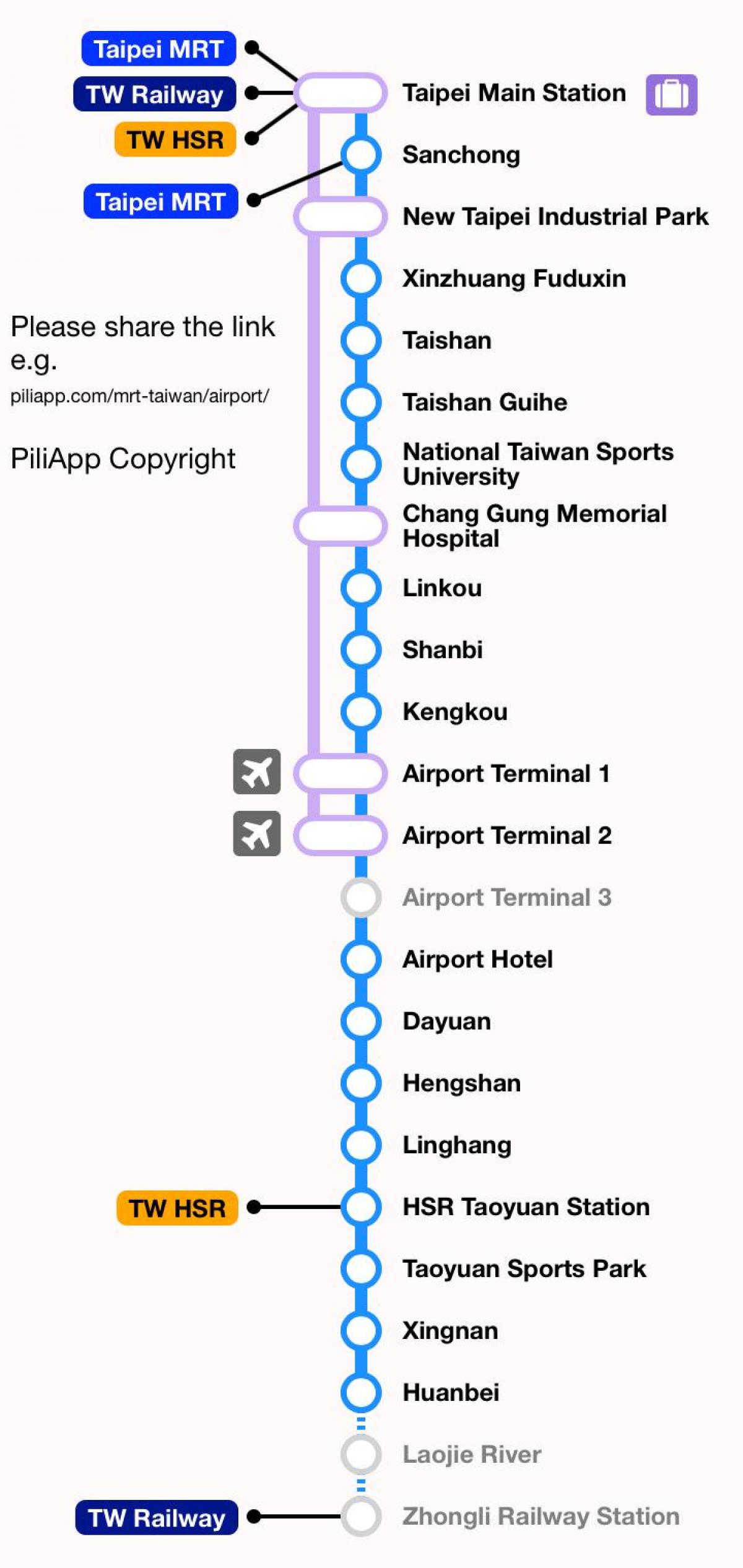 Taipei mrt kort taoyuan flygplats