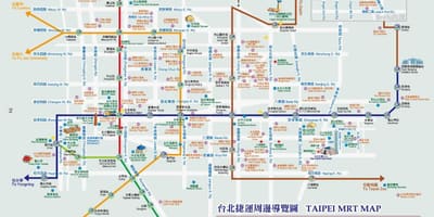 Taipei mrt-karta med turistattraktioner