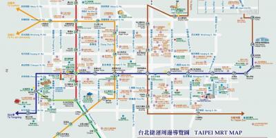 Taipei mrt-karta med turistattraktioner